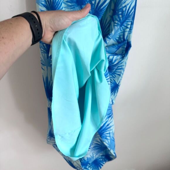 Vineyard Vines Ruffled One-Sleeve Hi-Low Midi Dress - Blue Palm | Size 4 - Picture 6 of 7